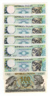 Repubblica Italiana - Lotto n.7 Biglietti di Stato da 500 Lire - n.6 Biglietti da 500 Lire "Mercurio" e n.1 Biglietto da 500 Lire "Aretusa" - scritte ...