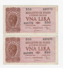 Repubblica Italiana - Lotto n.2 Biglietti di Stato da 1 Lira - Crapanzano BS9

med. qSPL

SPEDIZIONE IN TUTTO IL MONDO - WORLDWIDE SHIPPING