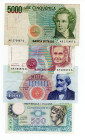 Repubblica Italiana - Lotto n.4 Banconote composto da: 500 Lire "Mercurio" - 1000 Lire "Verdi" I°Tipo - 1000 Lire "Montessori" - 5000 Lire "Bellini" ...