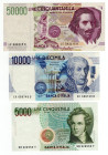 Repubblica Italiana - Lotto n.3 Banconote Repubblica Italiana composto da: 5000 Lire "Bellini" - 10000 Lire "Volta" - 50000 Lire "Bernini" II°Tipo

...