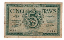 Algeria - 5 Francs 1942 - P#91 - Pieghe, strappi, macchie

MB7BB

SPEDIZIONE SOLO IN ITALIA - SHIPPING ONLY IN ITALY