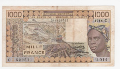 Africa dell'Ovest - Burkina Faso - 1000 Francs 1986 - P#307 - Pieghe, macchie

BB+

SPEDIZIONE IN TUTTO IL MONDO - WORLDWIDE SHIPPING
