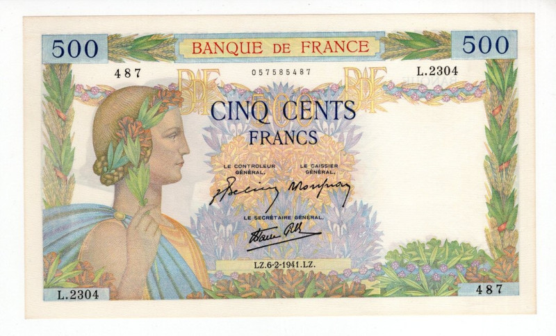 Francia - 500 Francs "La Paix" - 06/02/1941 - P#95 

SPL+

SPEDIZIONE SOLO I...