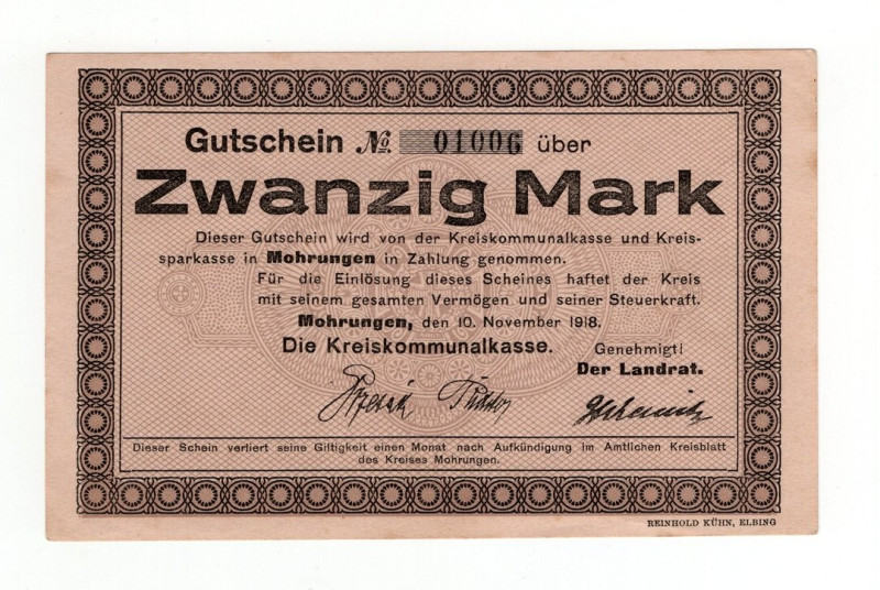 Germania - Notgeld - Mohrungen - 20 Papier Mark 1918 - Geiger 362.03

qSPL

...