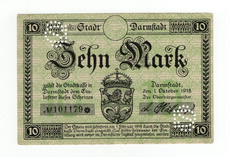 Germania - Notgeld - Darmstadt - 10 Papier Mark 1918 - Geiger 092.04

qSPL

...