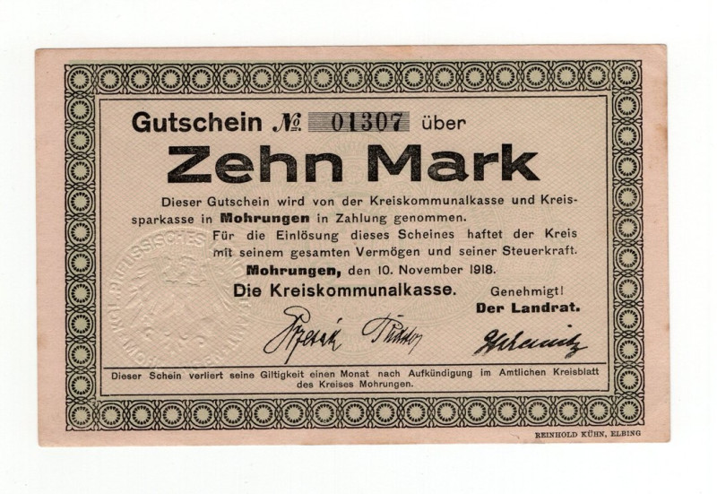 Germania - Notgeld - Mohrungen - 10 Papier Mark 1918 - Geiger 362.02

SPL

S...