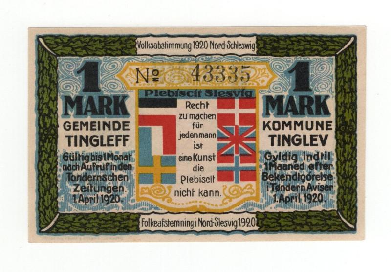 Germania - Notgeld - Tingleff - 1 Papier Mark 1920 - Grabowski 1325.19

SPL+
...