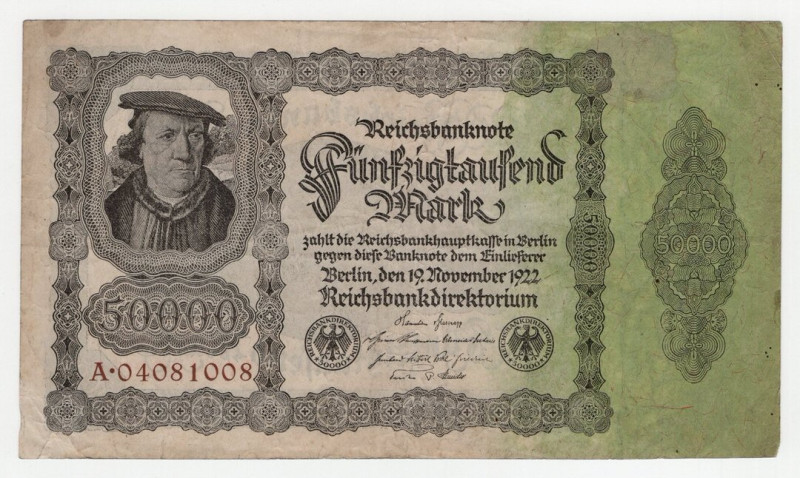 Germania - Repubblica di Weimar - Reichsbanknote - 50.000 Marchi 1922 - P# 79 - ...