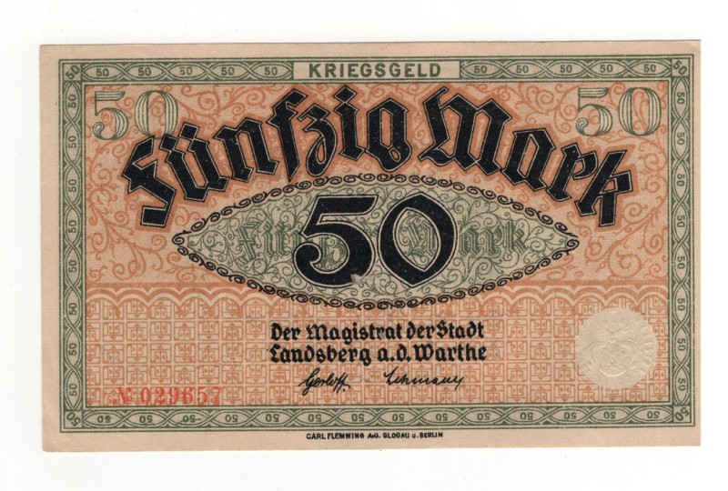 Germania - Notgeld - 50 Papier Mark 1922 - Landsberg - Geiger 308.04

qSPL

...