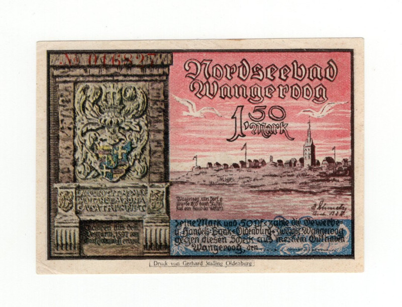 Germania - Notgeld - Wangeroog - 1,5 Papier Mark 1922 - Grabowski 1375.1

SPL...