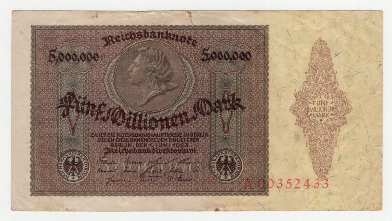 Germania - Repubblica di Weimar - Reichsbanknote - 5.000.000 Marchi 1923 - P# 90...