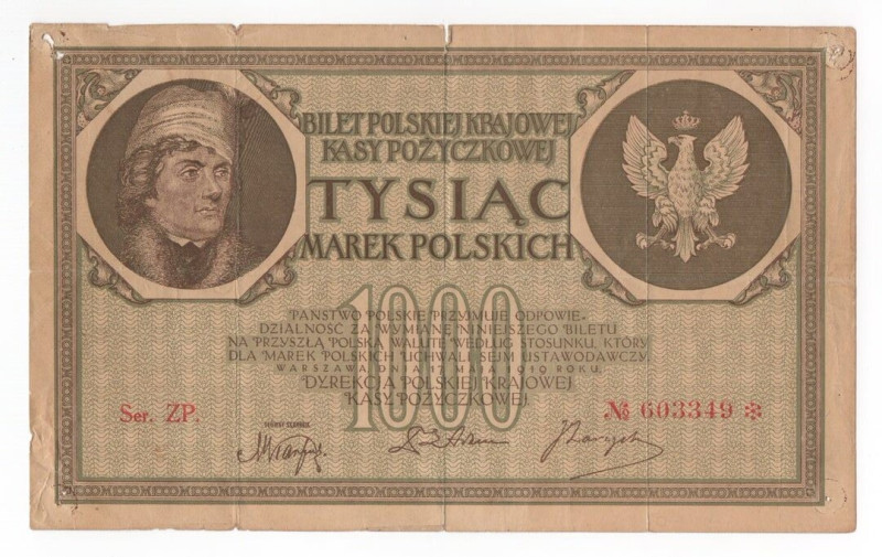 Polonia - Fondo Nazionale Polacco per i Prestiti - 1000 Marek 1919 - "T Kosciusz...