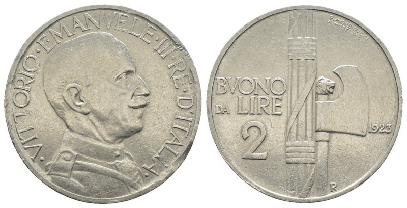 Regno d'Italia - Vittorio Emanuele III (1900-1943) Buono da 2 Lire 1923 - gr. 9,...