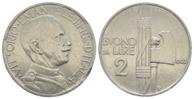 Regno d'Italia - Vittorio Emanuele III (1900-1943) Buono da 2 Lire 1923 - gr. 9,69; Ø mm 29; spessore mm. 2,75 - modificata in modo tale da essere cav...