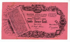Biglietto pubblicitario Amido Borace Banfi su modello delle 100 Lire della Banca Nazionale negli Stati Sardi

SPEDIZIONE SOLO IN ITALIA - SHIPPING O...