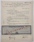 Telegramma - Istituto Nazionale di Previdenza e Credito delle Commissioni - Roma, Dicembre 1951 - Informativa delle prossime emissioni di Assegni Circ...