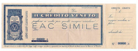 Assegno - Credito Veneto - Assegno Circolare "SPECIMEN", N° 00000 A, Fino a 1000 Lire - Pieghe

qSPL

SPEDIZIONE SOLO IN ITALIA - SHIPPING ONLY IN...