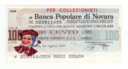 Miniassegno - Novara, 1977, La Banca Popolare di Novara da 100 Lire - Giuseppe Contratto S.P.A. / Canelli - Timbri Vari

FDS

SPEDIZIONE IN TUTTO ...