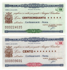 Lotto n.2 Miniassegni - Roma, 1976, Il Banco di Santo Spirito da 100, 150 Lire - Confesercenti, Roma 

FDS

SPEDIZIONE IN TUTTO IL MONDO - WORLDWI...