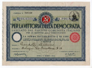 Titolo da 100 Lire Partito Comunista Italiano 1946 - Pieghe, macchie

BB+

SPEDIZIONE SOLO IN ITALIA - SHIPPING ONLY IN ITALY