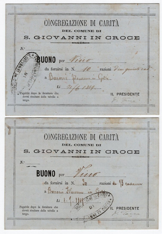 Libretto della Congregazione di Carità del Comune di San Giovanni in Croce per i...