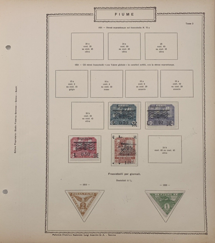 Fiume - numero 2 serie 1919-1921 di francobolli come da fotografie quivi riprodo...