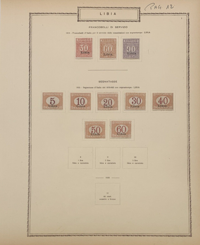 Colonia Libia - numero 2 serie 1915-1942 di francobolli per servizio e segnatass...