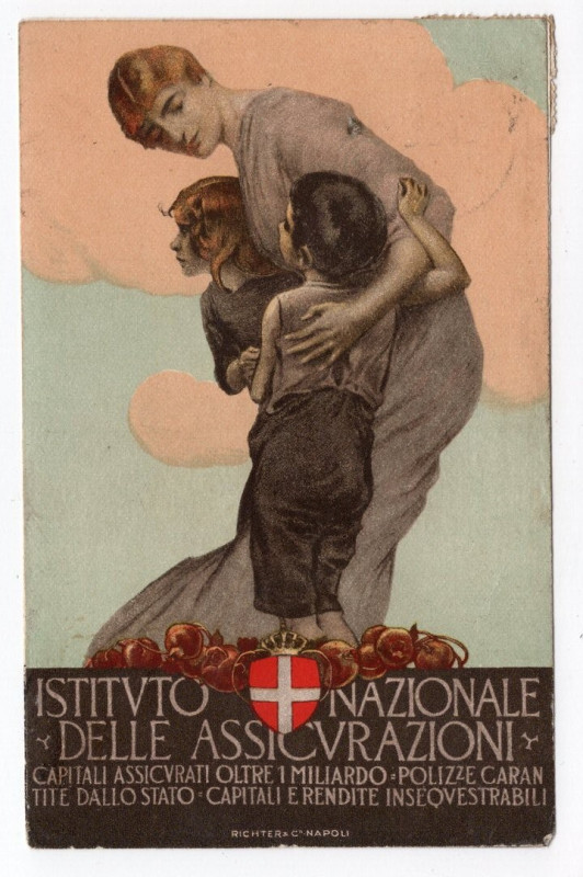 Cartolina - Ist.Naz.Assicurazioni - 1917 Montopoli - Volata - Leggere pieghe, sc...