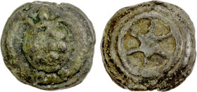 ROMAN REPUBLIC: cast AE aes grave sextans (45.97g), Rome, ca. 269-240 BC, Crawford-24/7, Thurlow & Vecchi-35a, wheel series, libral standard, tortoise...