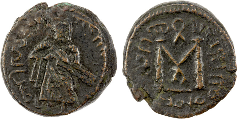 ARAB-BYZANTINE: Standing Caliph, ca. 692-700, AE fals (3.61g), NM, A-M3545, W-10...