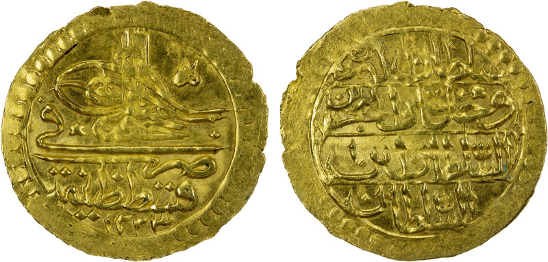 TURKEY: Mahmud II, 1808-1839, AV zeri mahmub (2.39g), Kostantiniye, AH1223 year ...