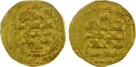 GREAT SELJUQ: Arslan Arghu, 1093-1097, AV dinar (4.34g), Nishapur, AH489, A-1680, also citing the Great Seljuq sultan Barkiyaruq; some weakness around...