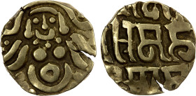 GHORID: Mu'izz al-Din Muhammad, 1171-1206, AV stater (4.24g), NM, ND, A-1764.2, De-253, deity Lakshmi // Nagari legend sri maha- / mira mahama- / da s...