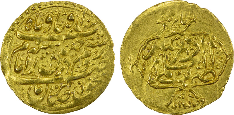 ZAND: Karim Khan, 1753-1779, AV 1/4 mohur (2.71g), Shiraz, AH1178, A-2791, type ...