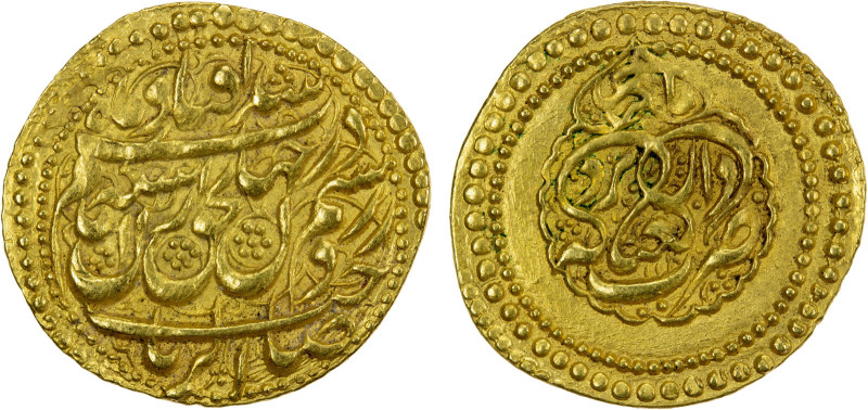 ZAND: Karim Khan, 1753-1779, AV 1/4 mohur (2.69g), Yazd, AH1180, A-2791, type C,...