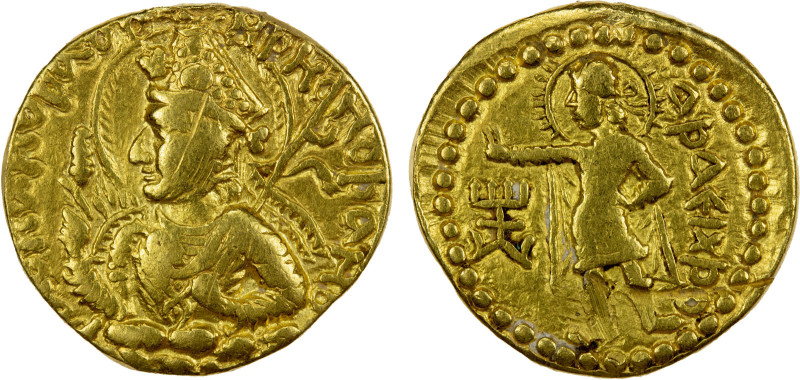 KUSHAN: Huvishka, ca. 151-190, AV dinar (7.70g), G-342.1 (same dies), ANS-769 (s...