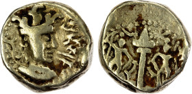 INDO-SASANIAN: Sri Harsharuka, late 6th century, AV dinar (7.20g), cf. Zeno-280497, Sasanian bust right, apparently derived from Varhran V (438-457), ...