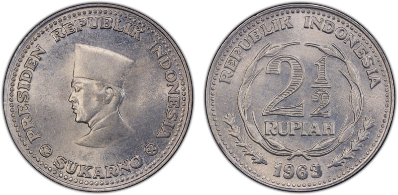 INDONESIA: Republic, 21/2 rupiah, 1963, KM-Pn3, aluminum pattern with BHINNEKA T...