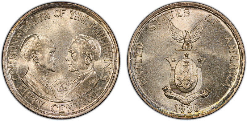 PHILIPPINES: Commonwealth, AR 50 centavos, 1936-M, KM-176, Establishment of the ...