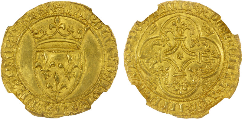 FRANCE: Charles VI, 1380-1422, AV ecu d'or a la couronne, Fr-291, Dup-369, crown...