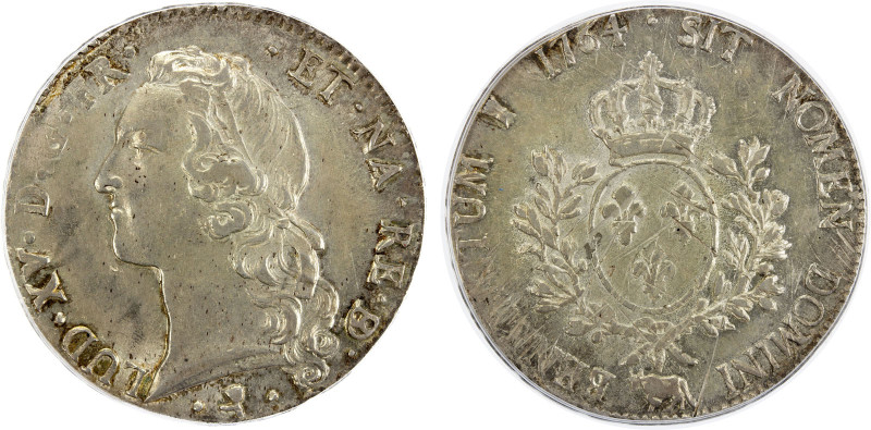 FRANCE: Louis XV, 1715-1774, AR ecu, Pau, 1754, KM-518, Gad-322a, an attractive ...