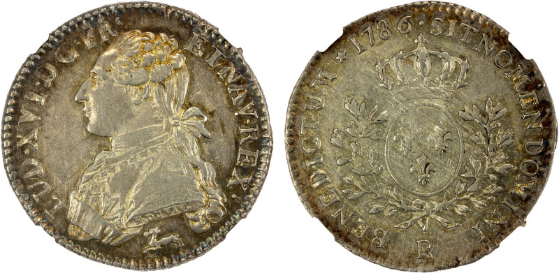 FRANCE: Louis XVI, 1774-1791, AR 24 sols, 1786-R, KM-569, Orleans Mint, NGC grad...