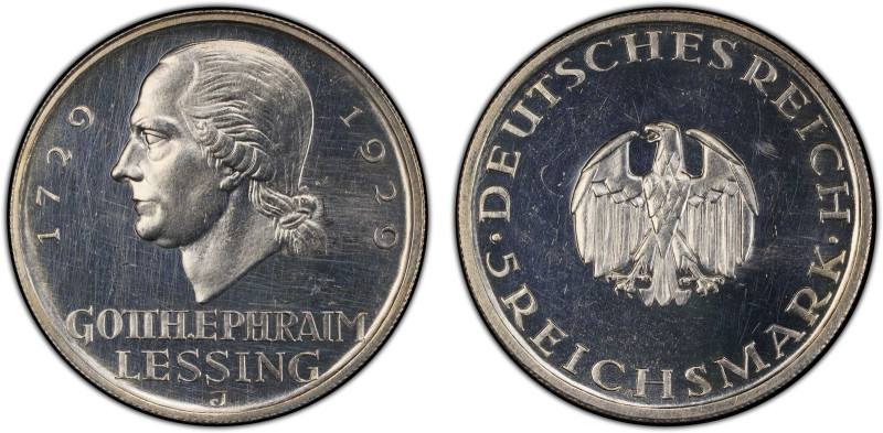 GERMANY: Weimar Republic, AR 5 mark, 1929-J, KM-61, J-336, 200th Anniversary of ...