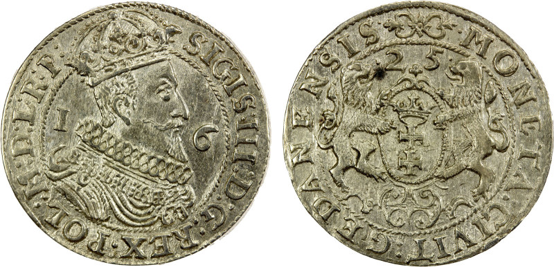 POLAND (DANZIG): Sigismund III, 1587-1632, AR ort, 1625, KM-15.2, lustrous, smal...