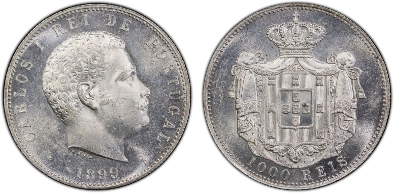 PORTUGAL: Carlos I, 1889-1908, AR 1000 reis, 1899, KM-540, a lovely lustrous exa...