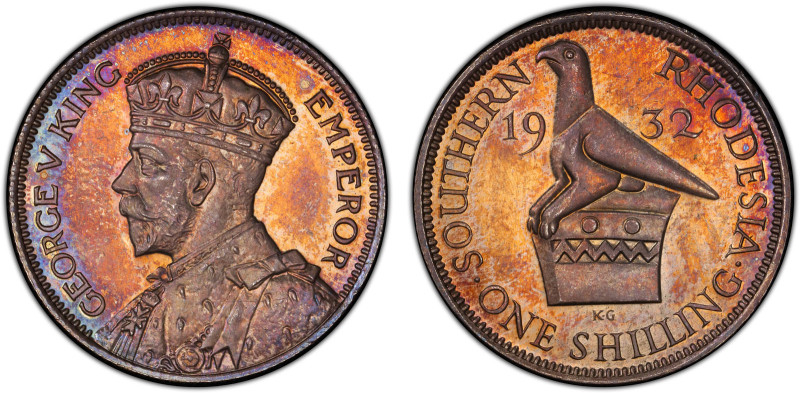 SOUTHERN RHODESIA: George V, 1910-1936, AR shilling, 1932, KM-3, a wonderful ton...