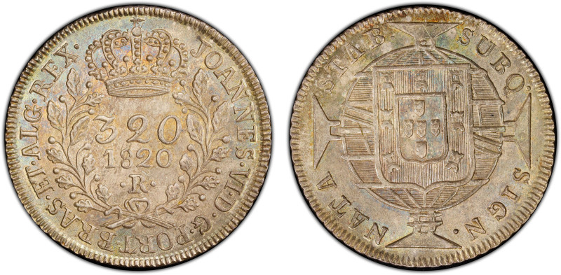 BRAZIL: João VI, 1816-1822, AR 320 reis, 1820-R, KM-324.2, a wonderful mint stat...