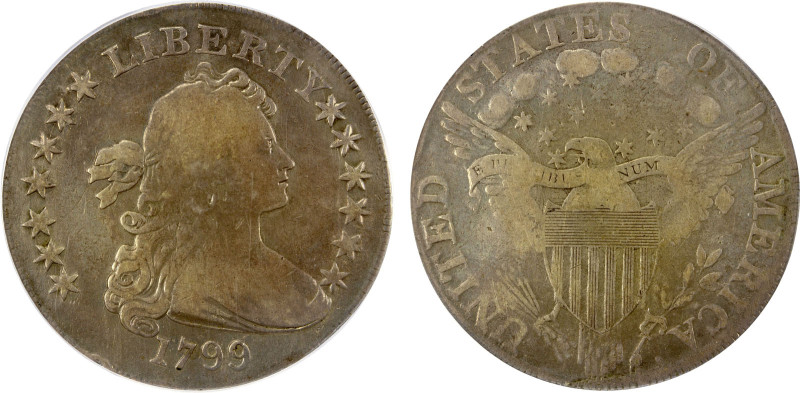 UNITED STATES: AR dollar, 1799, KM-32, Draped Bust Heraldic Eagle type, irregula...