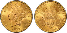 UNITED STATES: AV 20 dollars, 1897-S, KM-74.3, Liberty Head - With Motto type gold 'double eagle', a wonderful lustrous example! PCGS graded MS64, ex ...