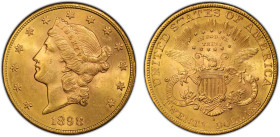 UNITED STATES: AV 20 dollars, 1898-S, KM-74.3, Liberty Head - With Motto type gold 'double eagle', a lovely lustrous example! PCGS graded MS63, ex Mar...